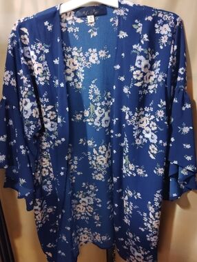 Blue Rain Navy Floral Lightweight Layering Top